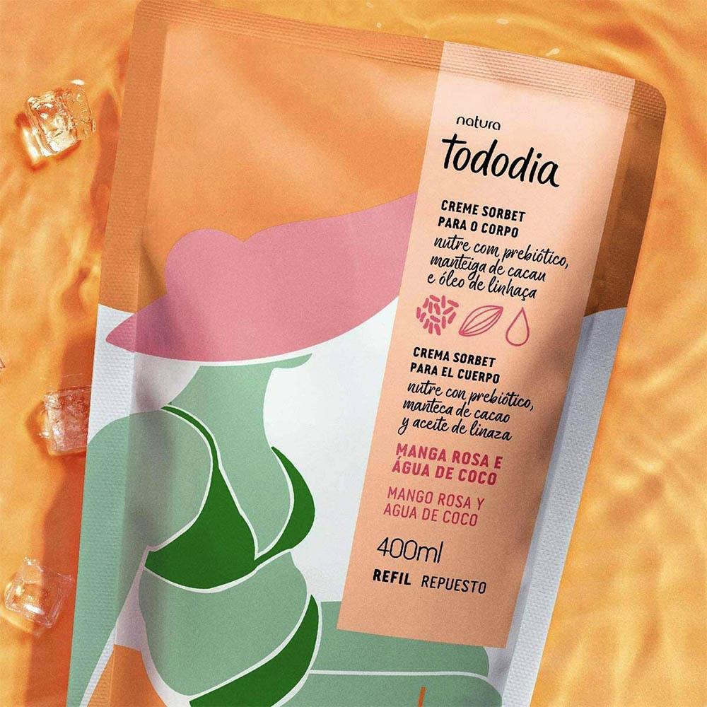 Natura Refil Creme Hidratante Corporal Manga Rosa e Água de Coco 400ml 